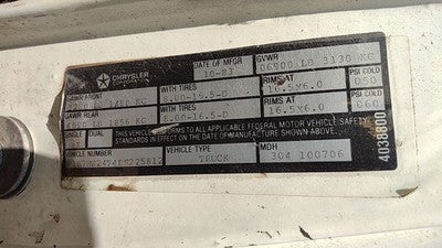 1984 Dodge Ram W250 Passenger Right Rear Brake Backing Plate Assembly Oem