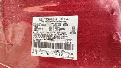 1999 Mazda B2500 Passenger Right Rear Brake Backing Plate Assembly Oem