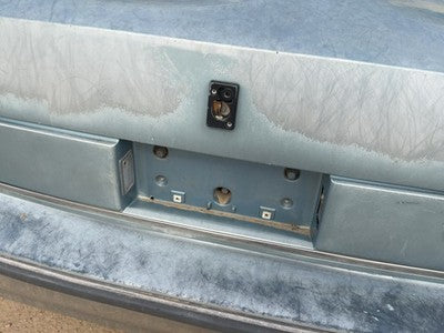 1986-1987 Olds 88 License Plate Trim Surround Panel Oem Tail Trunk Finish Blue