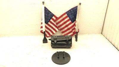 2000 Harley Davidson Leather Handle Bar Bag Flags With Mount Kickstand Pad Oem