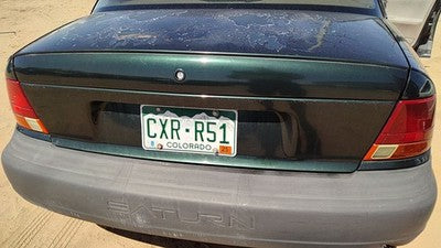 1996-99 Saturn Sl1 License Plate Trim Surround Panel Oem Tail Trunk Finish Green