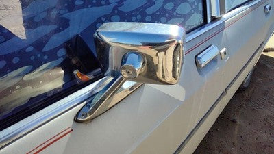 81-91 Grand Marquis Driver Left Front Side Mirror Chrome With Control Cable Gray