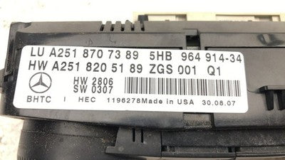 2007-2008 Mercedes Gl450 Temperature Control Module In Dash Heater Ac Head Unit