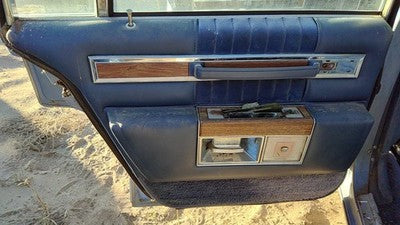 1984 Deville Sedan Driver Left Rear Door Trim Panel With Switches Back Blue