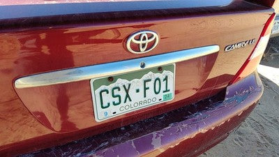 02 Camry License Plate Trim Surround Panel Oem Tail Trunk Finish Salsa Red 3Q3
