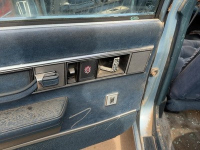 1986 Olds 88 Driver Left Rear Door Trim Panel With Switches Back Blue
