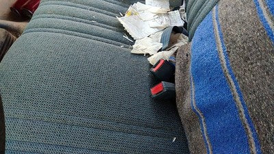 1993 Gmc Sierra 2500 Driver Left Front Seat Belt Buckle Receiver Oem Blue