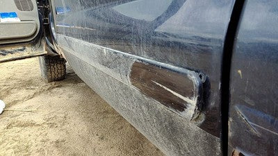 03-07 F350 Powerstroke Driver Left Rear Moulding From Door Back Trim Strip Blue