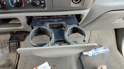 2003-2004 F350 Powerstroke Slide Out Dash Mounted Cup Holder Assembly Oem Gray