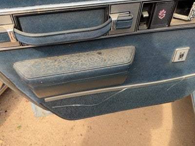 1986 Olds 88 Driver Left Rear Door Trim Panel With Switches Back Blue