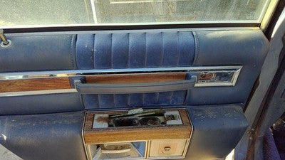 1984 Deville Sedan Driver Left Rear Door Trim Panel With Switches Back Blue