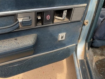 1986 Olds 88 Driver Left Rear Door Trim Panel With Switches Back Blue