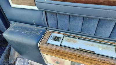 1984 Deville Sedan Passenger Right Rear Door Trim Panel With Switches Back Blue