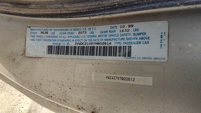 1990-2011 Vw Cabrio Convertible Starter Motor At 2.0L 02A911023E