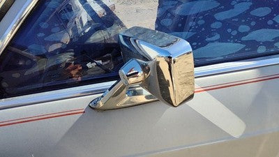 81-91 Grand Marquis Driver Left Front Side Mirror Chrome With Control Cable Gray