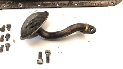 70-71 Nissan 240Z Engine Oil Pan With Good Drain Plug Bolts Hardware Pickup Tube