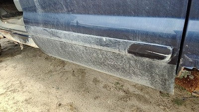 03-07 F350 Powerstroke Driver Left Rear Moulding From Door Back Trim Strip Blue