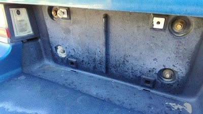 88-97 Cutlass Cierra License Plate Trim Surround Panel Tail Trunk Finish Blue