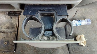 2003-2004 F350 Powerstroke Slide Out Dash Mounted Cup Holder Assembly Oem Gray