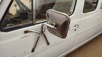 1974 Dodge Van B200 Driver Left Side Mirror Door Mounted Chrome Oem White