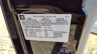 02-09 Trail Blazer Passenger Right Rear Power Window Regulator With Motor Back