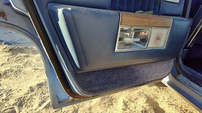 1984 Deville Sedan Driver Left Rear Door Trim Panel With Switches Back Blue