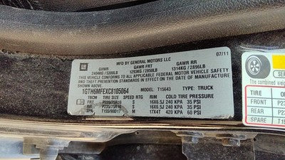2012 Gmc Canyon Passenger Right Rear Brake Backing Plate Assembly Oem