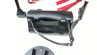 2000 Harley Davidson Leather Handle Bar Bag Flags With Mount Kickstand Pad Oem