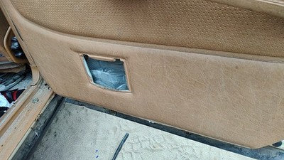 80 Mercedes 300Td Passenger Right Rear Door Trim Panel With Switches Back Brown