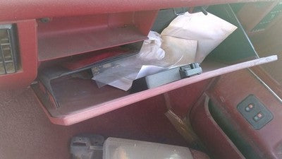 1989 Ford F350 Glove Box Assembly Complete Door With Latch Oem Red