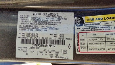 2010-2012 Ford Fusion Driver Left Front Cv Axle Shaft Oem 2.5L Ae5Z3A427E