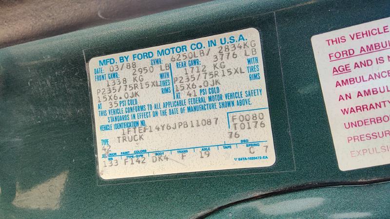 1988 Ford Pickup F150 Series Vehicle Unit Complt.