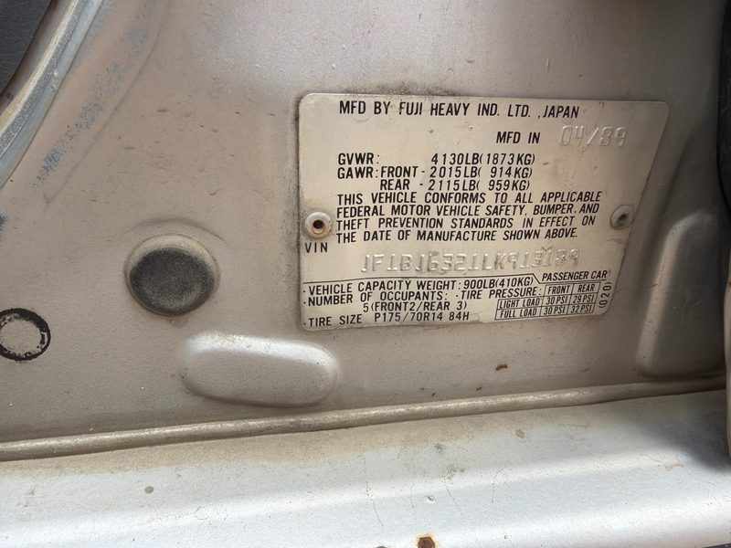 1990 Subaru Legacy/ Outback Vehicle Unit Complt.