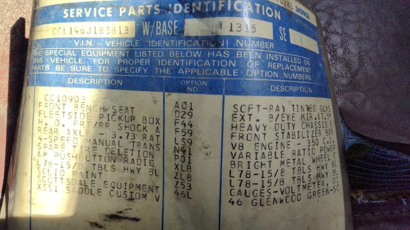1976 Chevrolet Pickup 10 Series Vehicle Unit Complt.